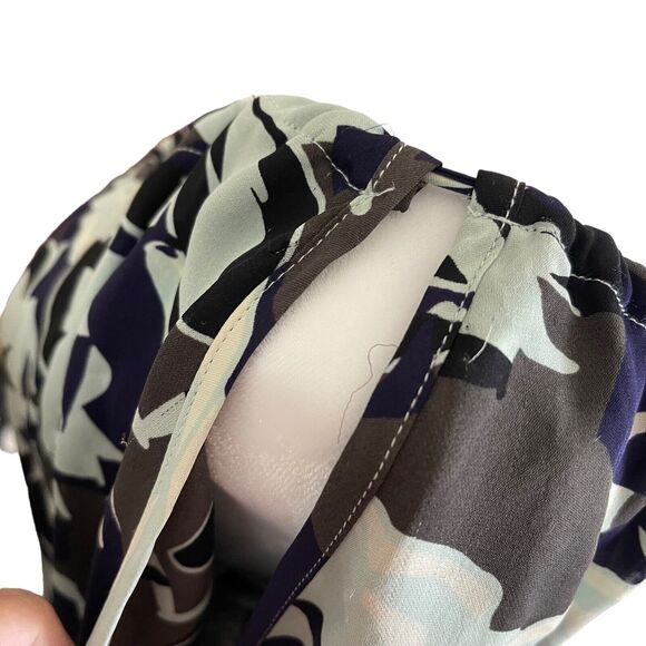 Parker Small Shift Dress 100% Silk Floral Printed Cold Open Shoulder Tier - Picture 14 of 15